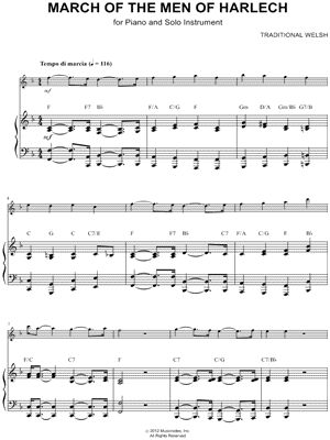 Collection: March of the Men of Harlech - Bass Clef Instrument & Piano