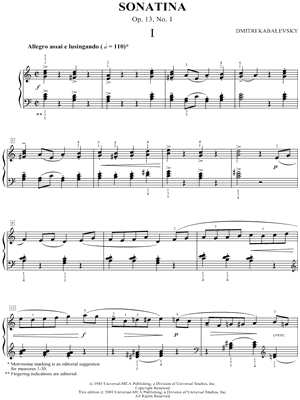 Collection: Kabalevsky Sonatina, Op. 13, No. 1