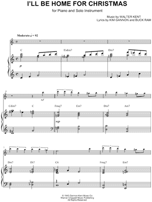 Collection: I'll Be Home for Christmas - Bass Clef Instrument & Piano