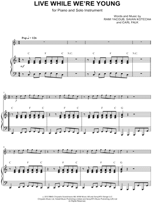 Collection: Live While We're Young - Bass Clef Instrument & Piano Accompaniment