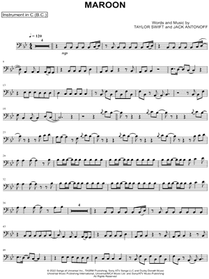 Collection: Maroon - Bass Clef Instrument & Piano