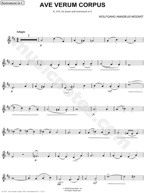 Collection: Ave Verum Corpus - C Instrument & Piano