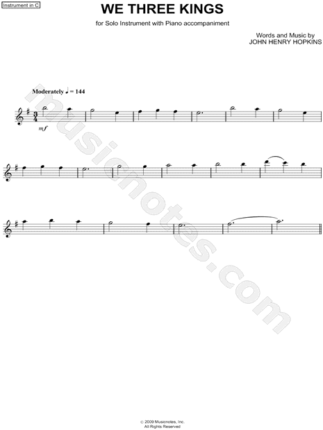 Collection: We Three Kings - C Instrument & Piano