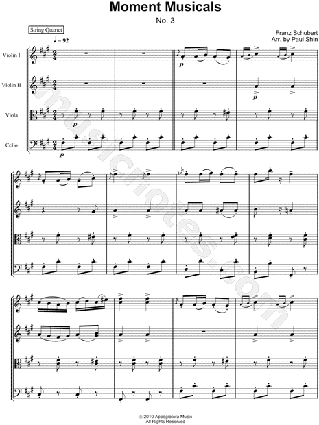 Collection: Moment Musical No. 3 - String Quartet Score
