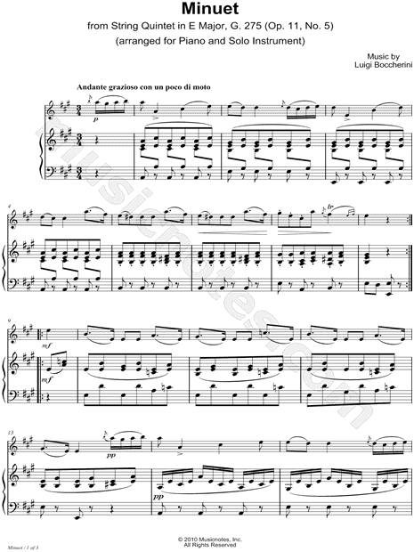 Collection: Minuet - Bass Clef Instrument & Piano