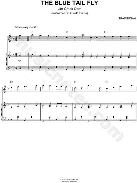 Collection: The Blue Tail Fly - Bass Clef Instrument & Piano