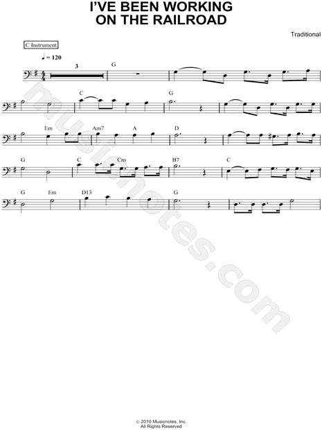 Collection: I've Been Working on the Railroad - Bass Clef Instrument & Piano