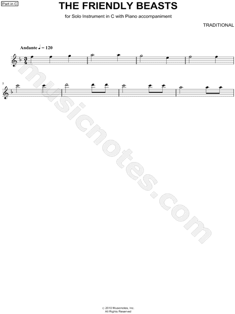 Collection: The Friendly Beasts - C Instrument & Piano