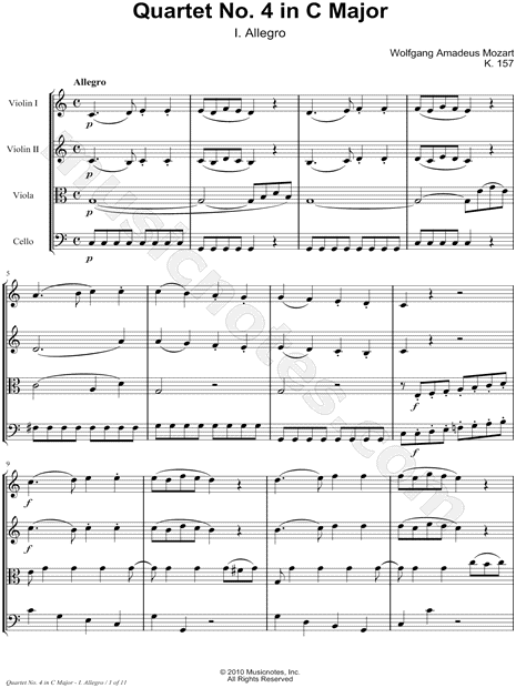 Collection: String Quartet No. 4 In C Major, K 157: I. Allegro