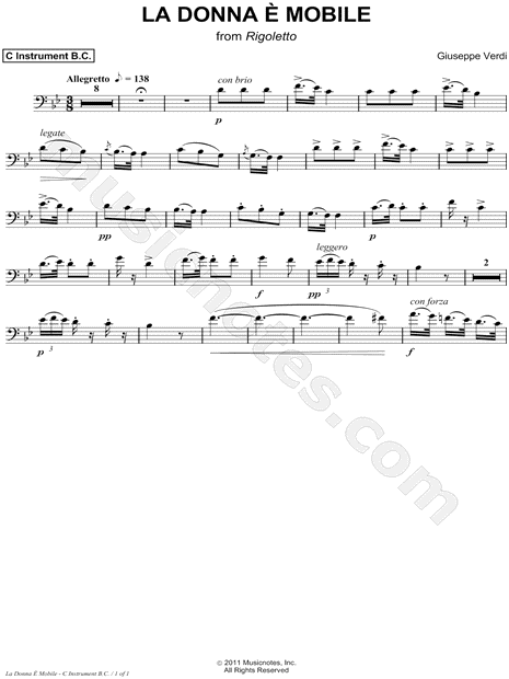 Collection: La Donna è Mobile - Bass Clef Instrument & Piano