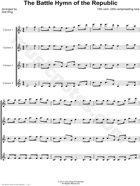 Collection: Battle Hymn of the Republic - Clarinet Quartet