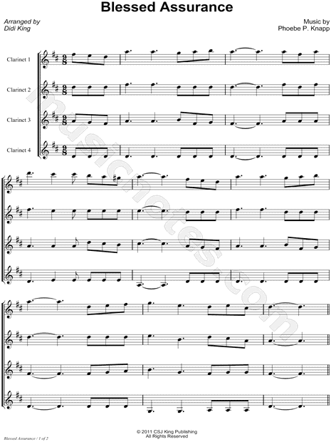 Collection: Blessed Assurance - Clarinet Quartet