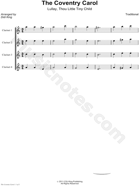 Collection: The Coventry Carol - Clarinet Quartet