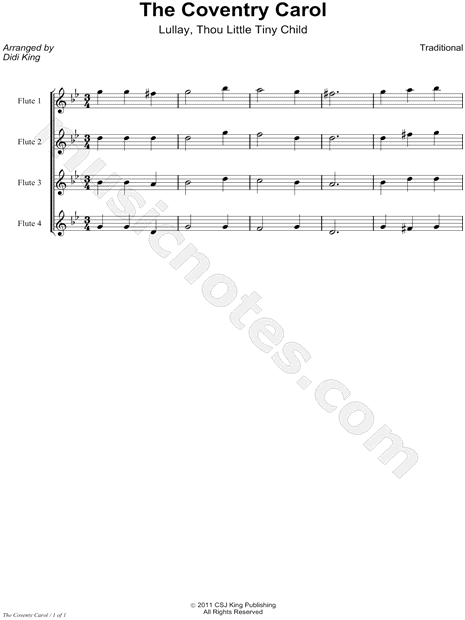 Collection: The Coventry Carol - Flute Quartet