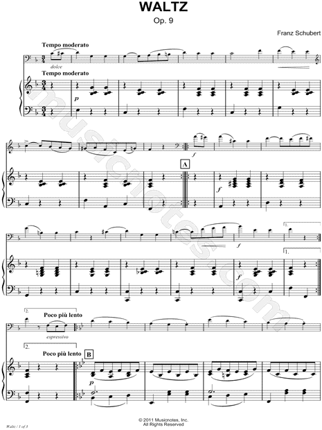 Collection: Waltz, Op. 9 - Bass Clef Instrument & Piano