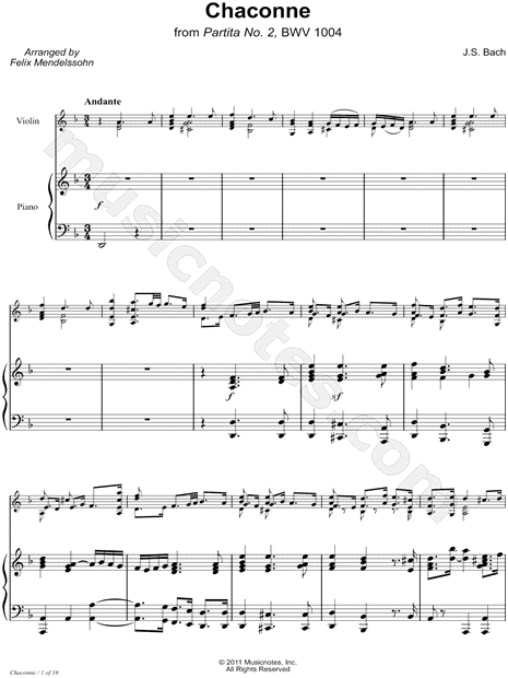 Collection: Chaconne from Partita No. 2, Instrumental - Violin and Piano