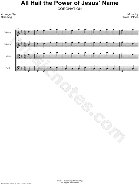Collection: All Hail the Power of Jesus' Name - String Quartet