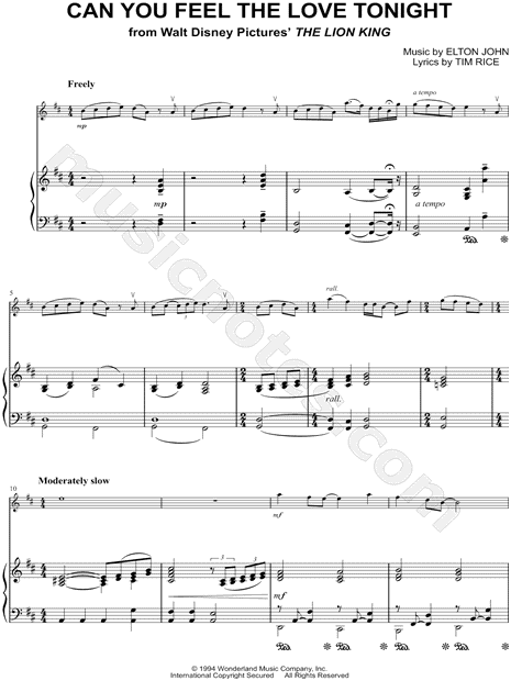 Collection: Can You Feel the Love Tonight - Violin & Piano Accompaniment