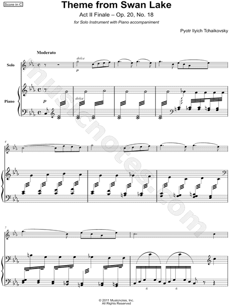 Collection: Theme From Swan Lake, Op. 20: No. 18 - F Instrument & Piano