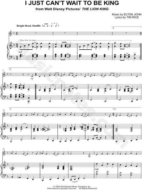 Collection: I Just Can't Wait To Be King - Trumpet & Piano Accompaniment