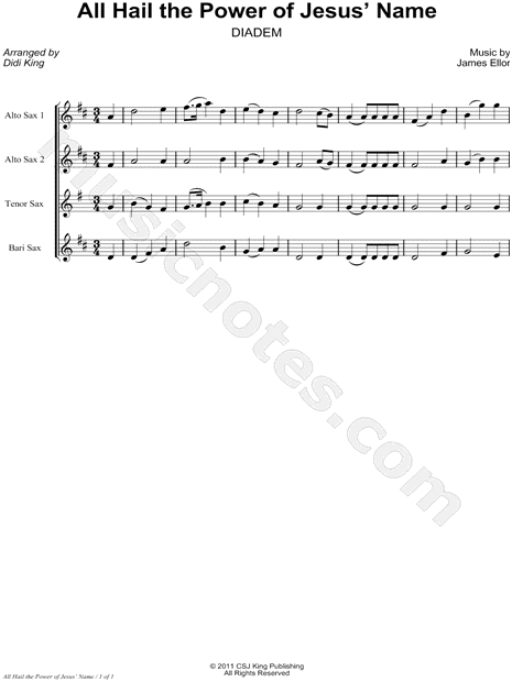 Collection: All Hail the Power of Jesus' Name - Saxophone Quartet