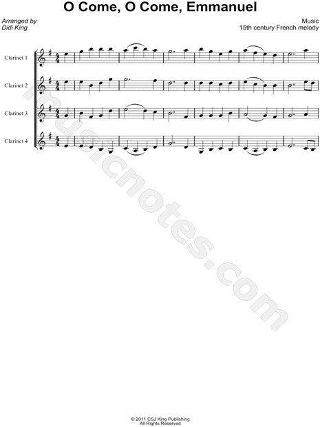 Collection: O Come, O Come, Emmanuel - Clarinet Quartet