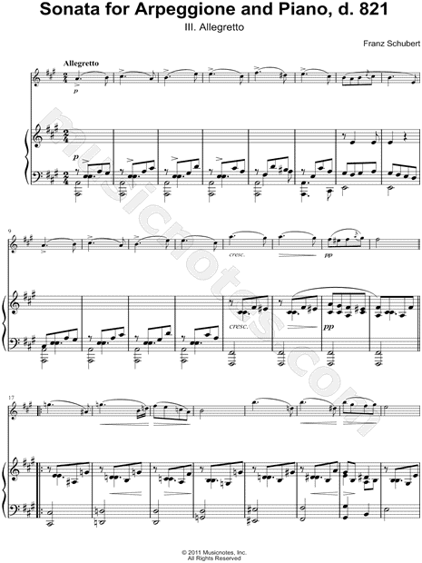Collection: Sonata for Arpeggione and Piano, d. 821: III. Allegretto