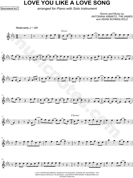 Collection: Love You Like a Love Song - C Instrument & Piano