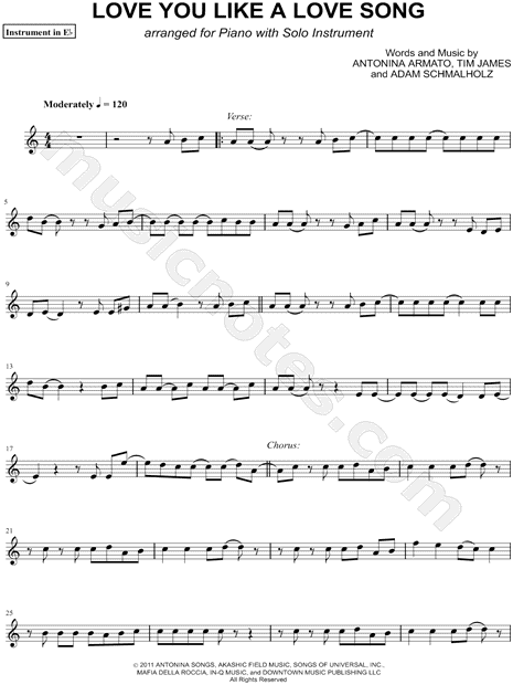 Collection: Love You Like a Love Song - Eb Instrument & Piano