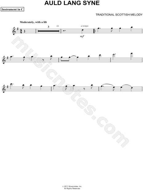 Collection: Auld Lang Syne - C Instrument & Piano