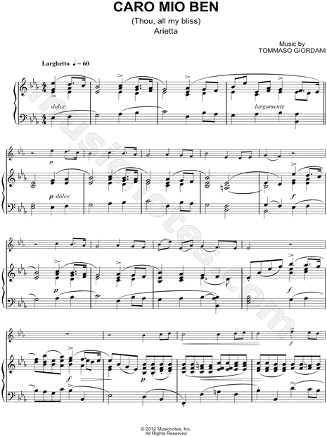 Collection: Caro Mio Ben - Bass Clef Instrument & Piano
