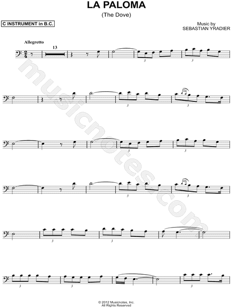 Collection: La Paloma - Bass Clef Instrument & Piano