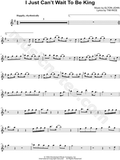 Collection: I Just Can't Wait to Be King - C Instrument &Piano