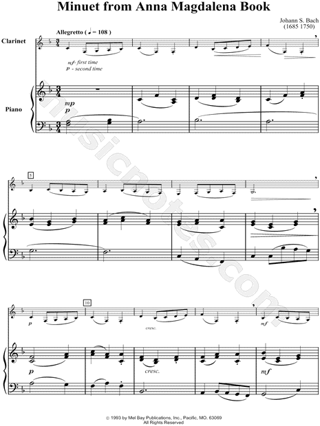 Collection: Minuet in G - Clarinet & Piano
