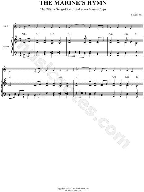 Collection: The Marines' Hymn - Bass Clef Instrument & Piano