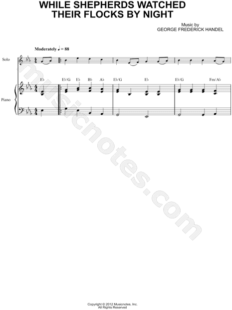 Collection: While Shepherds Watched Their Flocks By Night - Bass Clef Instrument & Piano