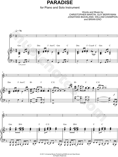 Collection: Paradise - Bass Clef Instrument & Piano