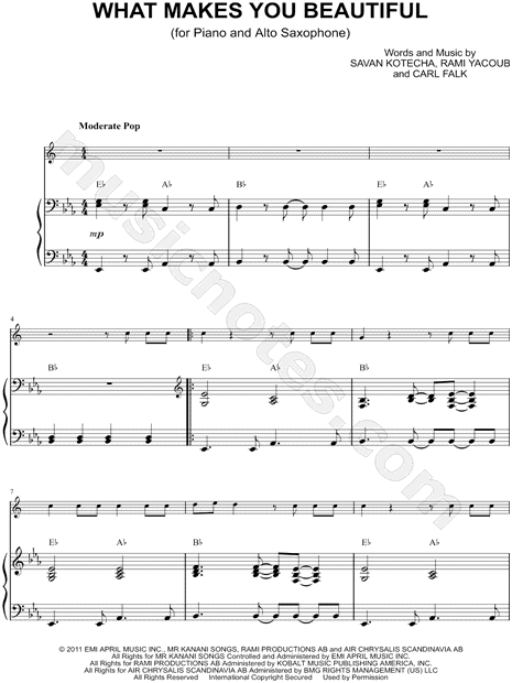 Collection: What Makes You Beautiful - Alto Saxophone & Piano