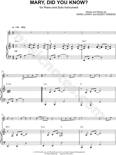 Collection: Mary, Did You Know? - Eb Instrument & Piano