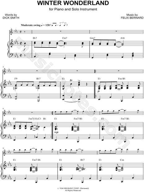 Collection: Winter Wonderland - Bass Clef Instrument & Piano