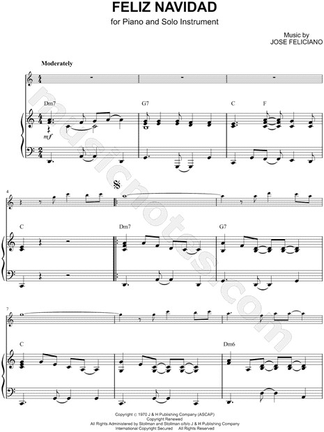 Collection: Feliz Navidad - Bass Clef Instrument & Piano