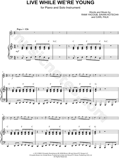 Collection: Live While We're Young - Viola & Piano Accompaniment