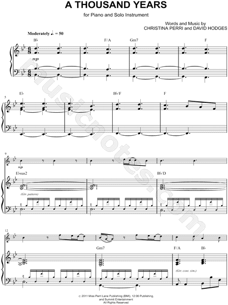 Collection: A Thousand Years - Eb Instrument & Piano