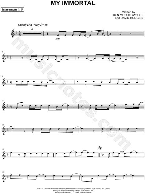 Collection: My Immortal - F Instrument & Piano