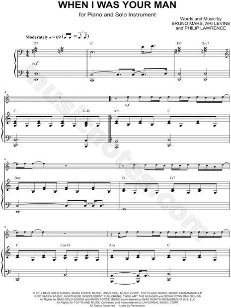 Collection: When I Was Your Man - Bass Clef Instrument & Piano