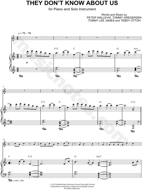 Collection: They Don't Know About Us - F Instrument & Piano Accompaniment