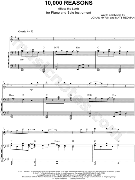 Collection: 10,000 Reasons (Bless the Lord) - Bb Instrument & Piano