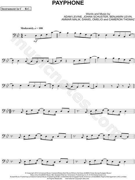 Collection: Payphone - Bass Clef Instrument & Piano