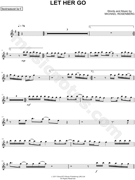 Collection: Let Her Go - C Instrument & Piano
