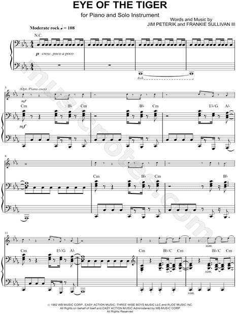 Collection: Eye of the Tiger - Bass Clef Instrument & Piano